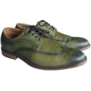 Stacy Adams Cargo Green Wingtip Oxford Brogue Leather Men 9.5W Wide Dress Shoe